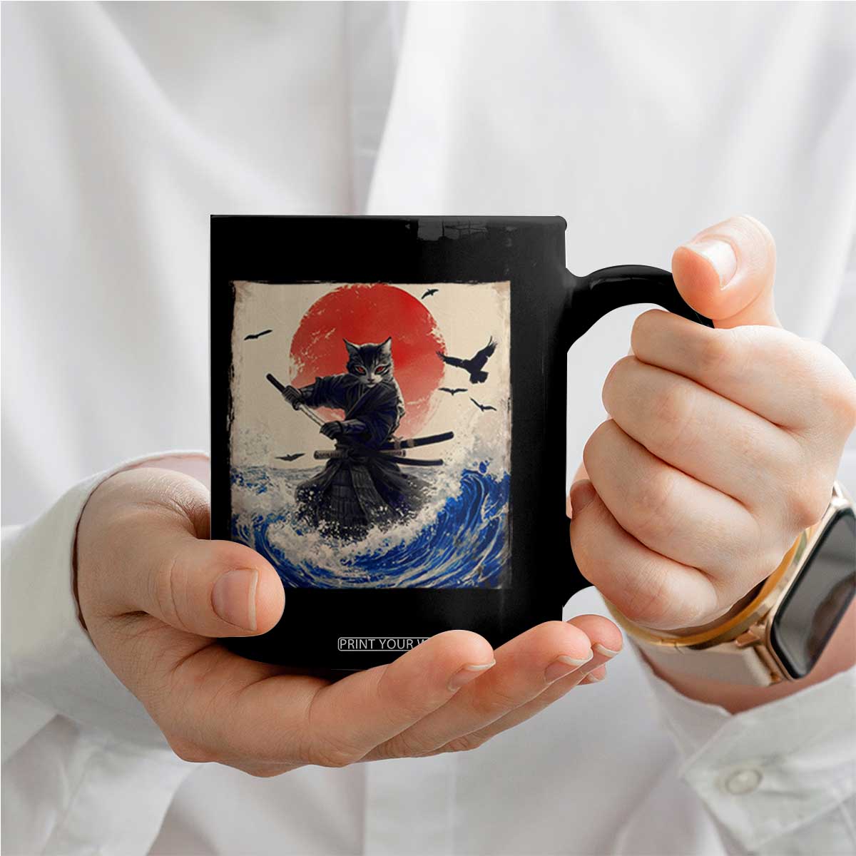 Samurai Cat Coffee Mug Vintage Japanese Art Anime Ukiyo-e Warrior TS10 Print Your Wear