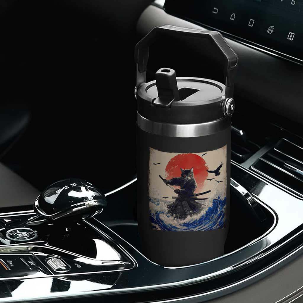Samurai Cat Flip Straw Tumbler Vintage Japanese Art Anime Ukiyo-e Warrior TS10 Print Your Wear
