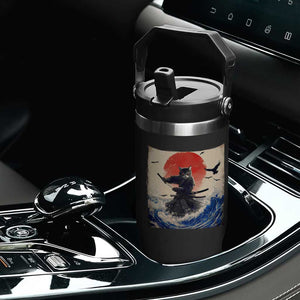 Samurai Cat Flip Straw Tumbler Vintage Japanese Art Anime Ukiyo-e Warrior TS10 Print Your Wear