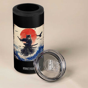Samurai Cat 4 in 1 Can Cooler Tumbler Vintage Japanese Art Anime Ukiyo-e Warrior TS10 Print Your Wear