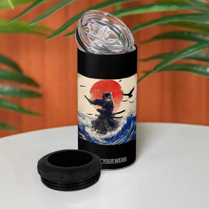Samurai Cat 4 in 1 Can Cooler Tumbler Vintage Japanese Art Anime Ukiyo-e Warrior TS10 Print Your Wear