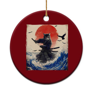 Samurai Cat Ceramic Ornament Vintage Japanese Art Anime Ukiyo-e Warrior TS10 1pc Red Print Your Wear