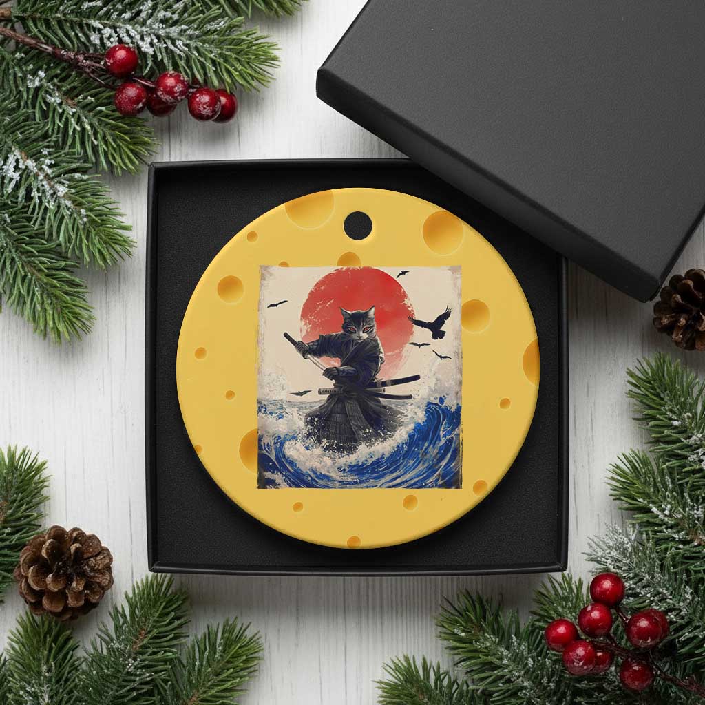 Samurai Cat Ceramic Ornament Vintage Japanese Art Anime Ukiyo-e Warrior TS10 1pc Yellow Cheese Print Your Wear