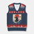 Samurai Cat V-Neck Knit Sweater Vest Vintage Japanese Art Anime Ukiyo-e Warrior TS10 Navy Red Print Your Wear