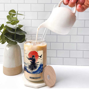 Samurai Cat Glass Can Vintage Japanese Art Anime Ukiyo-e Warrior TS10 Print Your Wear