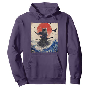 Samurai Cat Hoodie Vintage Japanese Art Anime Ukiyo-e Warrior TS10 Purple Print Your Wear