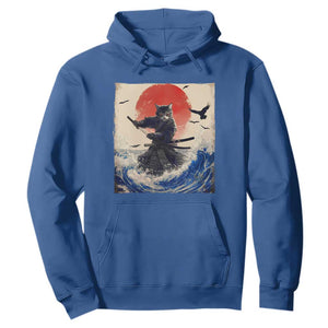 Samurai Cat Hoodie Vintage Japanese Art Anime Ukiyo-e Warrior TS10 Royal Blue Print Your Wear
