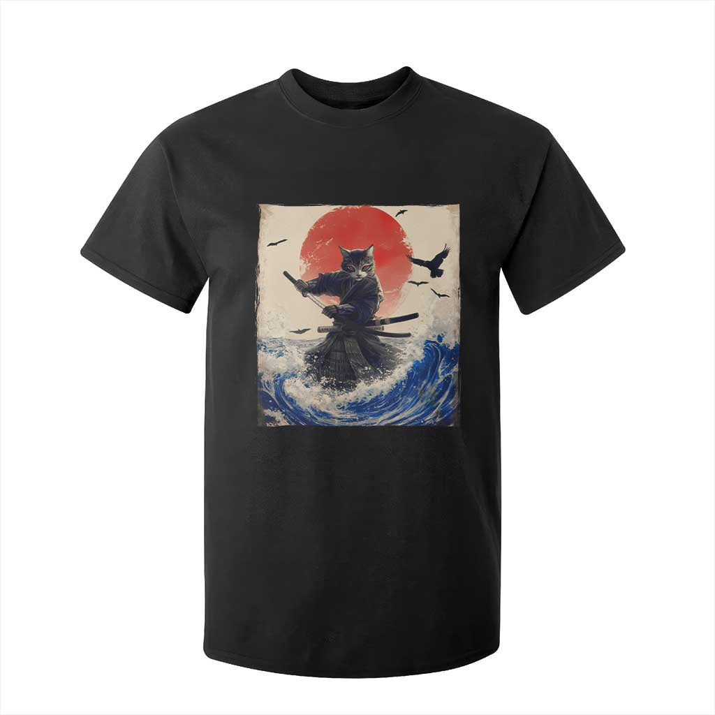 Samurai Cat T Shirt For Kid Vintage Japanese Art Anime Ukiyo-e Warrior TS10 Black Print Your Wear