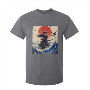 Samurai Cat T Shirt For Kid Vintage Japanese Art Anime Ukiyo-e Warrior TS10 Charcoal Print Your Wear