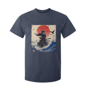 Samurai Cat T Shirt For Kid Vintage Japanese Art Anime Ukiyo-e Warrior TS10 Navy Print Your Wear