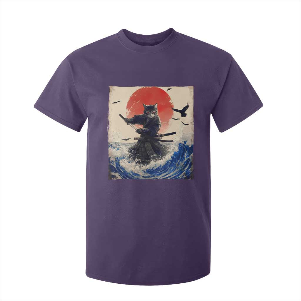 Samurai Cat T Shirt For Kid Vintage Japanese Art Anime Ukiyo-e Warrior TS10 Purple Print Your Wear