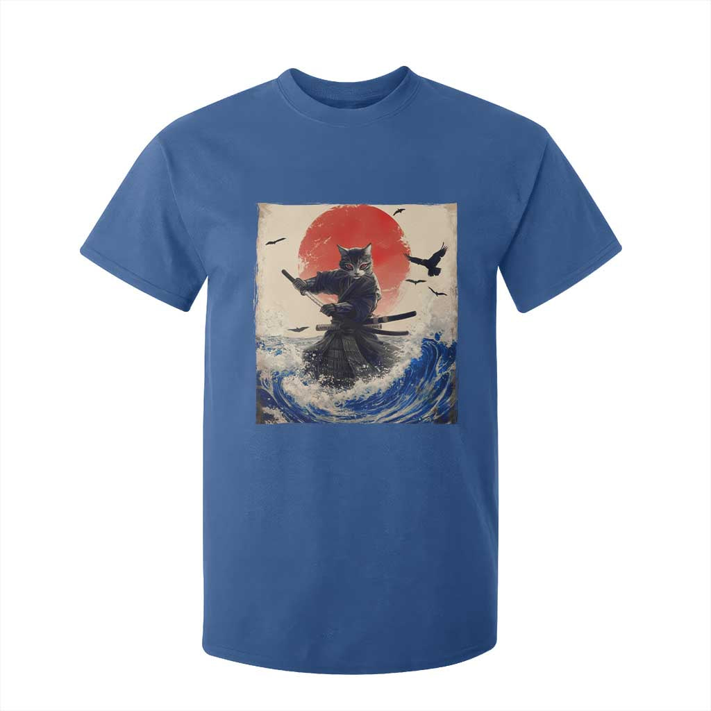 Samurai Cat T Shirt For Kid Vintage Japanese Art Anime Ukiyo-e Warrior TS10 Royal Blue Print Your Wear