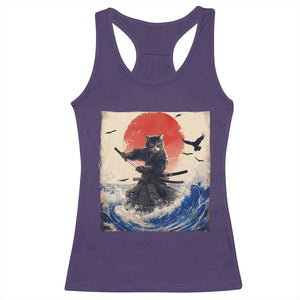 Samurai Cat Racerback Tank Top Vintage Japanese Art Anime Ukiyo-e Warrior TS10 Purple Print Your Wear