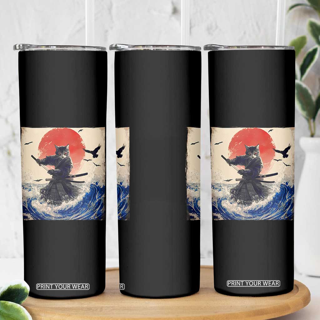 Samurai Cat Skinny Tumbler Vintage Japanese Art Anime Ukiyo-e Warrior TS10 Print Your Wear