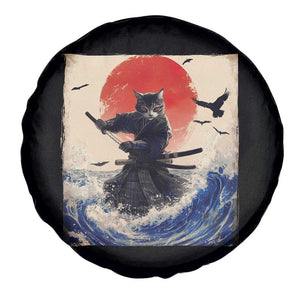 Samurai Cat Spare Tire Cover Vintage Japanese Art Anime Ukiyo-e Warrior TS10 Print Your Wear
