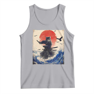 Samurai Cat Tank Top Vintage Japanese Art Anime Ukiyo-e Warrior TS10 Athletic Heather Print Your Wear
