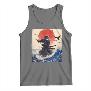 Samurai Cat Tank Top Vintage Japanese Art Anime Ukiyo-e Warrior TS10 Black Heather Print Your Wear