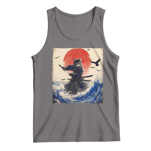 Samurai Cat Tank Top Vintage Japanese Art Anime Ukiyo-e Warrior TS10 Deep Heather Print Your Wear