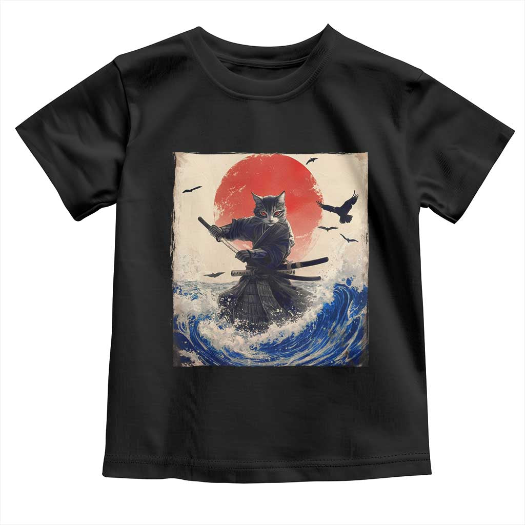 Samurai Cat Toddler T Shirt Vintage Japanese Art Anime Ukiyo-e Warrior TS10 Black Print Your Wear