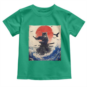 Samurai Cat Toddler T Shirt Vintage Japanese Art Anime Ukiyo-e Warrior TS10 Irish Green Print Your Wear