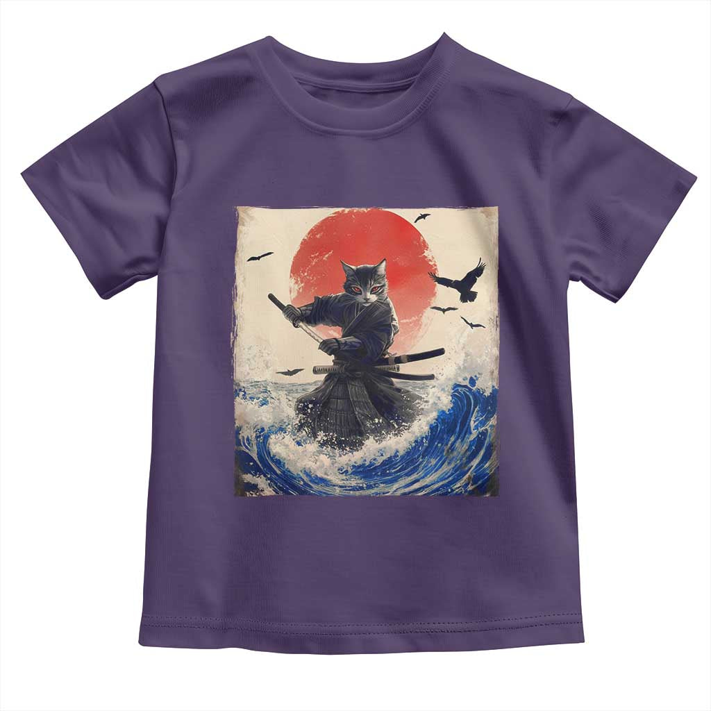 Samurai Cat Toddler T Shirt Vintage Japanese Art Anime Ukiyo-e Warrior TS10 Purple Print Your Wear