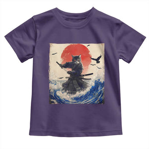 Samurai Cat Toddler T Shirt Vintage Japanese Art Anime Ukiyo-e Warrior TS10 Purple Print Your Wear
