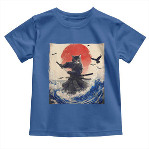 Samurai Cat Toddler T Shirt Vintage Japanese Art Anime Ukiyo-e Warrior TS10 Royal Blue Print Your Wear