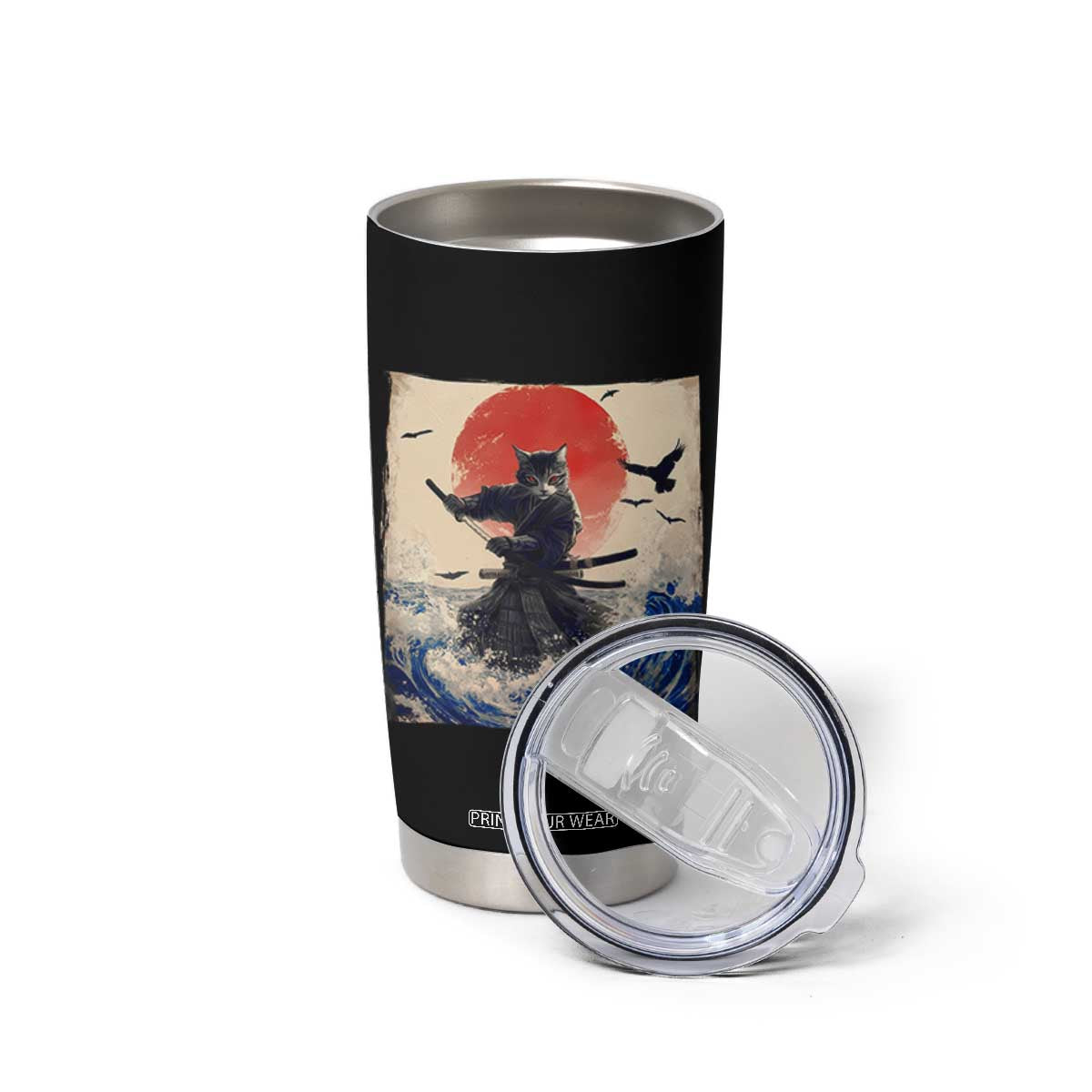 Samurai Cat Tumbler Cup Vintage Japanese Art Anime Ukiyo-e Warrior TS10 Print Your Wear