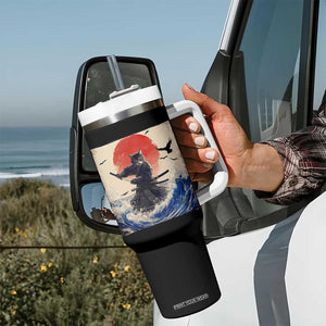 Samurai Cat Tumbler With Handle Vintage Japanese Art Anime Ukiyo-e Warrior TS10 Print Your Wear