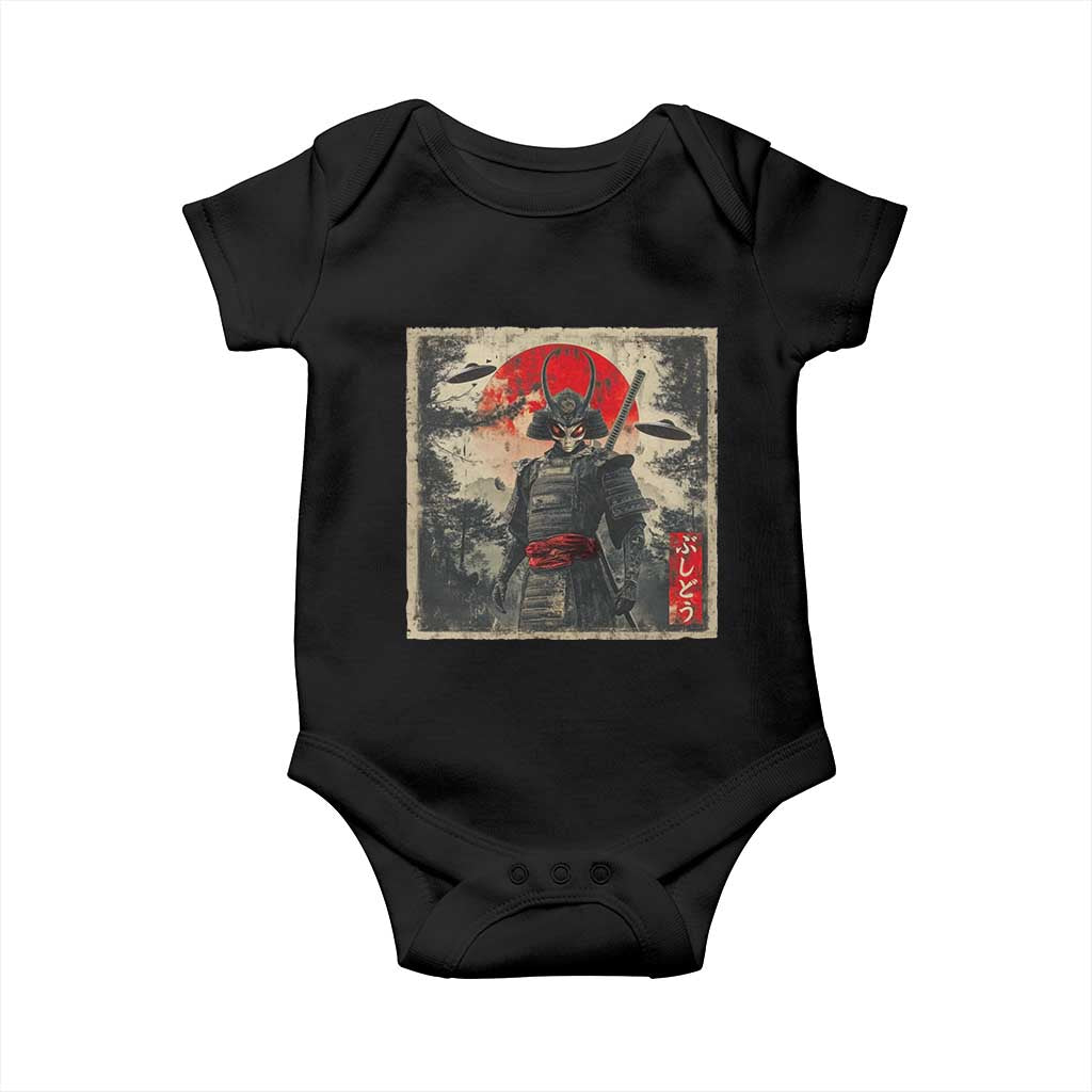 Alien Samurai Baby Onesie Vintage Japanese Art UFO Funny Ukiyo-e Warrior TS10 Black Print Your Wear