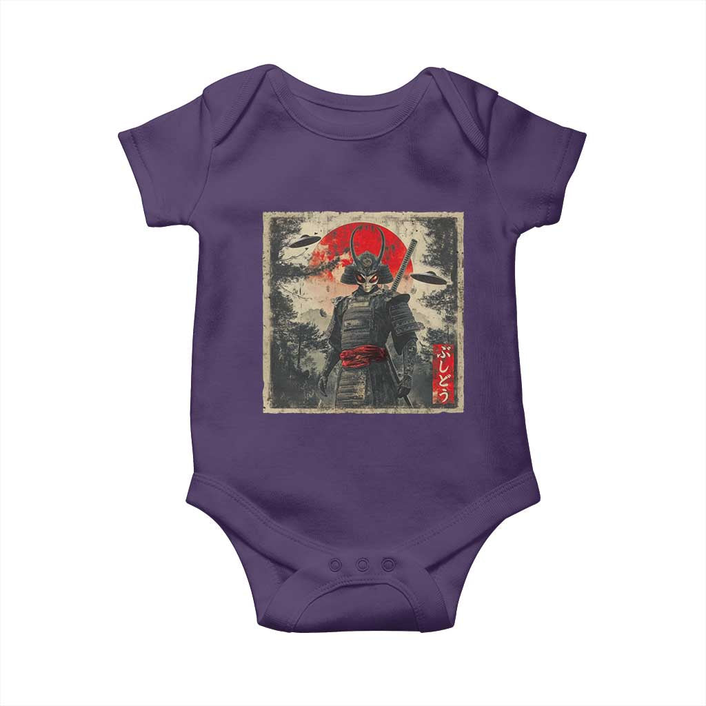 Alien Samurai Baby Onesie Vintage Japanese Art UFO Funny Ukiyo-e Warrior TS10 Purple Print Your Wear