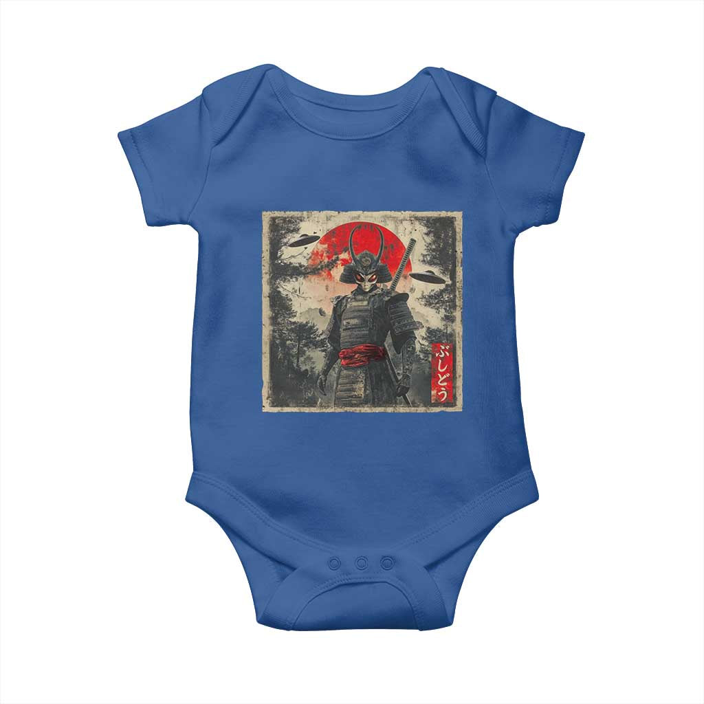 Alien Samurai Baby Onesie Vintage Japanese Art UFO Funny Ukiyo-e Warrior TS10 Royal Blue Print Your Wear