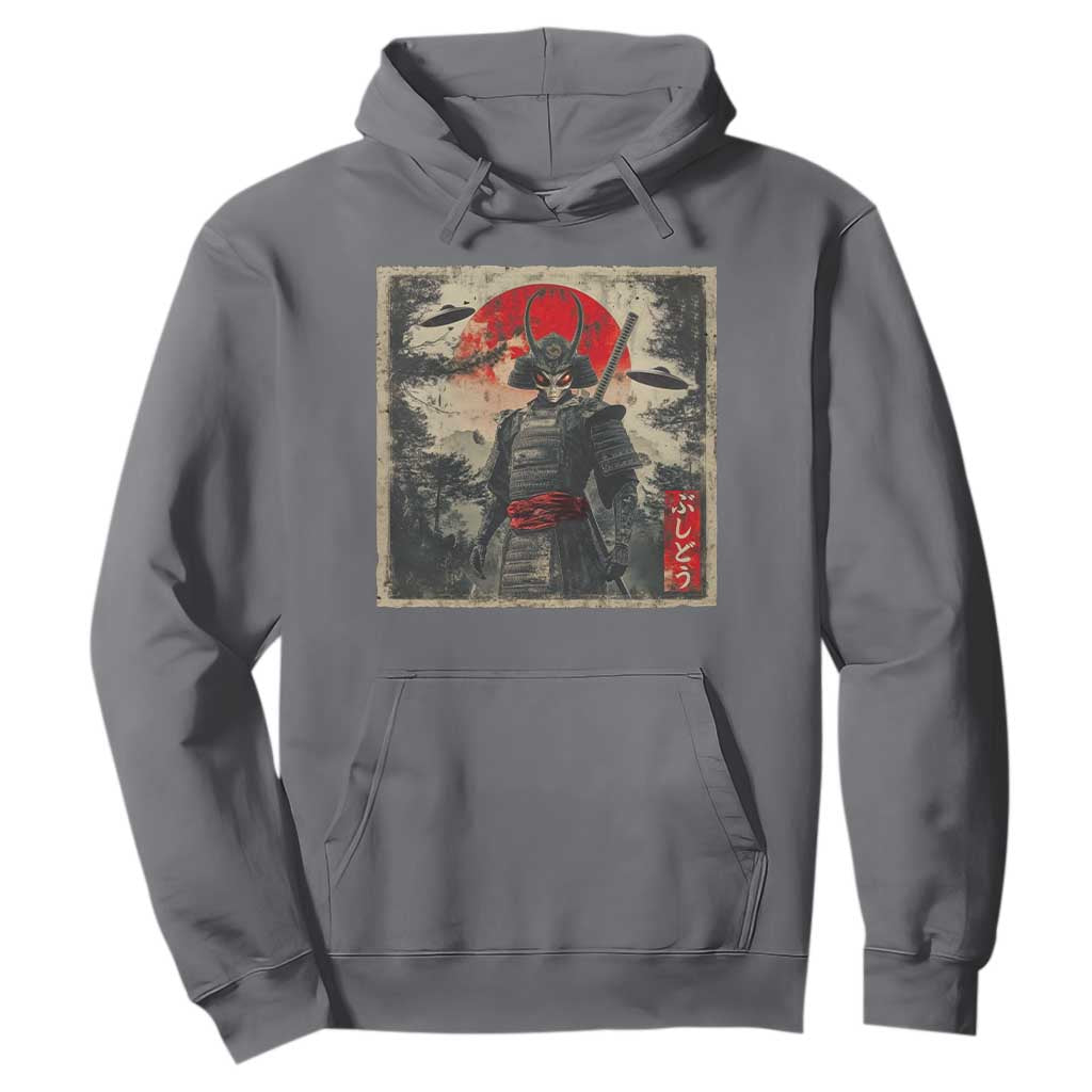 Alien Samurai Hoodie Vintage Japanese Art UFO Funny Ukiyo-e Warrior TS10 Charcoal Print Your Wear