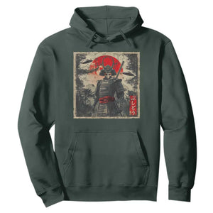 Alien Samurai Hoodie Vintage Japanese Art UFO Funny Ukiyo-e Warrior TS10 Dark Forest Green Print Your Wear