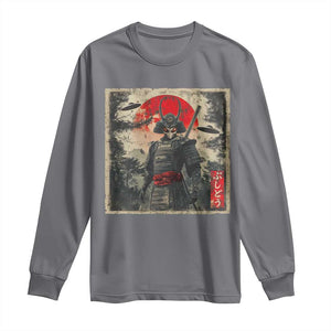 Alien Samurai Long Sleeve Shirt Vintage Japanese Art UFO Funny Ukiyo-e Warrior TS10 Charcoal Print Your Wear