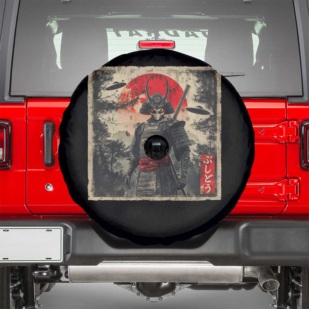 Alien Samurai Spare Tire Cover Vintage Japanese Art UFO Funny Ukiyo-e Warrior TS10 Black Print Your Wear