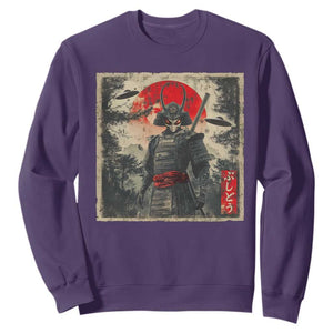 Alien Samurai Sweatshirt Vintage Japanese Art UFO Funny Ukiyo-e Warrior TS10 Purple Print Your Wear