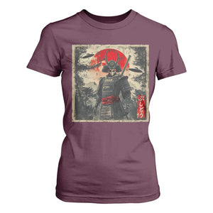 Alien Samurai T Shirt For Women Vintage Japanese Art UFO Funny Ukiyo-e Warrior TS10 Maroon Print Your Wear