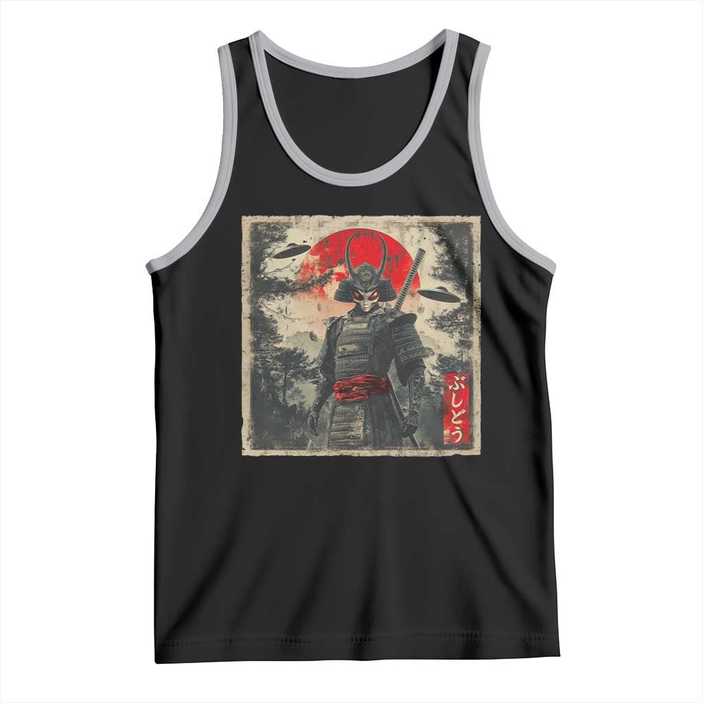 Alien Samurai Tank Top Vintage Japanese Art UFO Funny Ukiyo-e Warrior TS10 Black Athletic Heather Print Your Wear