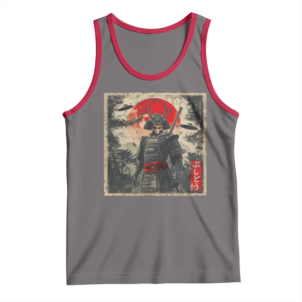 Alien Samurai Tank Top Vintage Japanese Art UFO Funny Ukiyo-e Warrior TS10 Deep Heather Red Print Your Wear