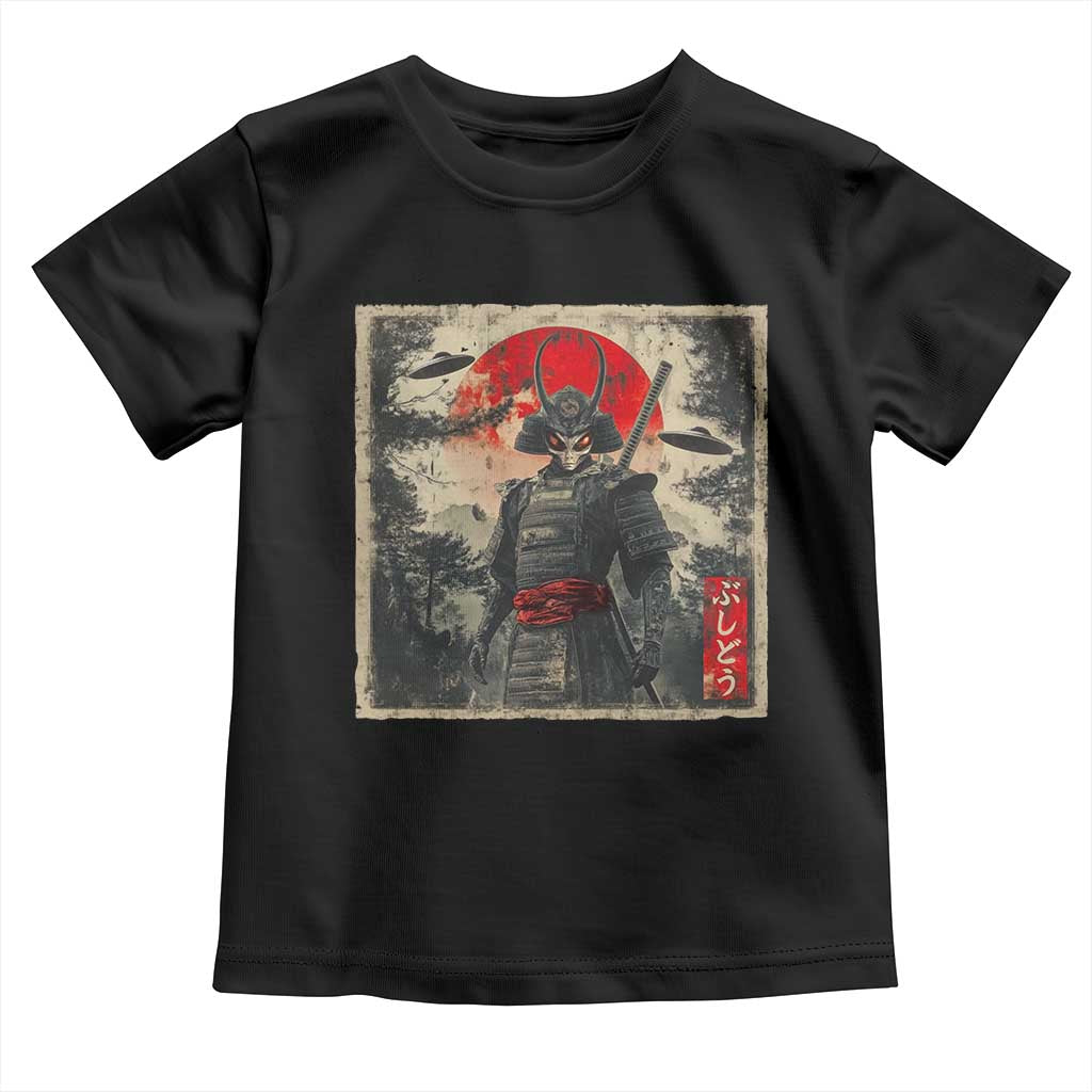 Alien Samurai Toddler T Shirt Vintage Japanese Art UFO Funny Ukiyo-e Warrior TS10 Black Print Your Wear