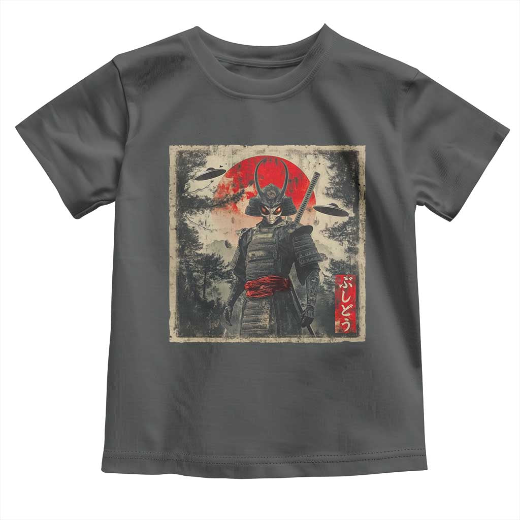 Alien Samurai Toddler T Shirt Vintage Japanese Art UFO Funny Ukiyo-e Warrior TS10 Dark Heather Print Your Wear