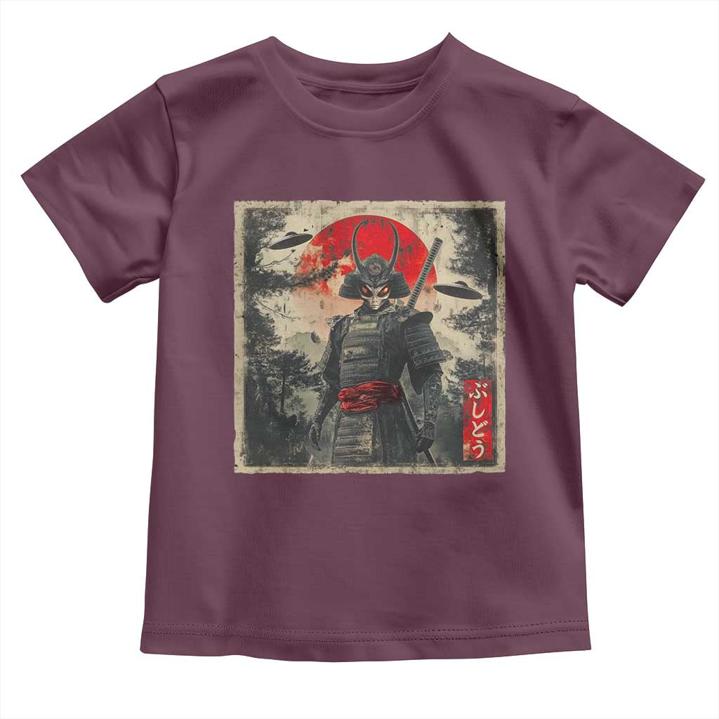 Alien Samurai Toddler T Shirt Vintage Japanese Art UFO Funny Ukiyo-e Warrior TS10 Maroon Print Your Wear