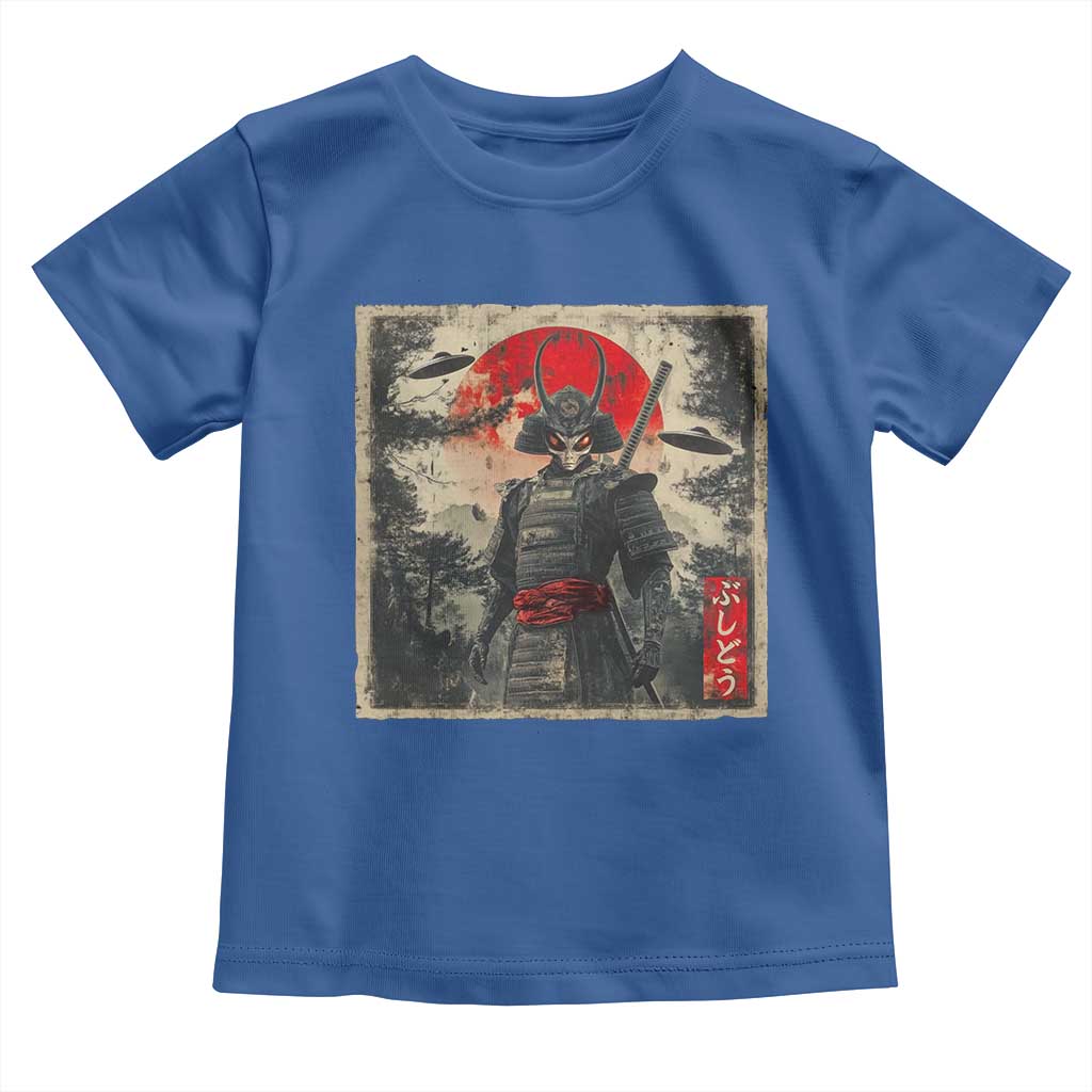 Alien Samurai Toddler T Shirt Vintage Japanese Art UFO Funny Ukiyo-e Warrior TS10 Royal Blue Print Your Wear