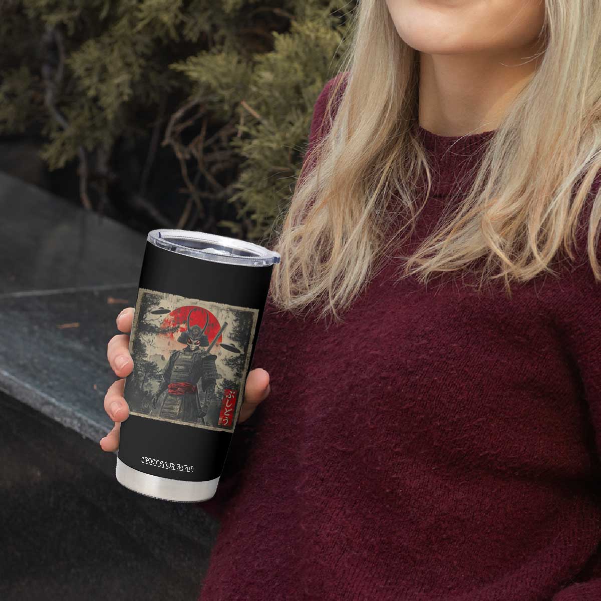 Alien Samurai Tumbler Cup Vintage Japanese Art UFO Funny Ukiyo-e Warrior TS10 Print Your Wear