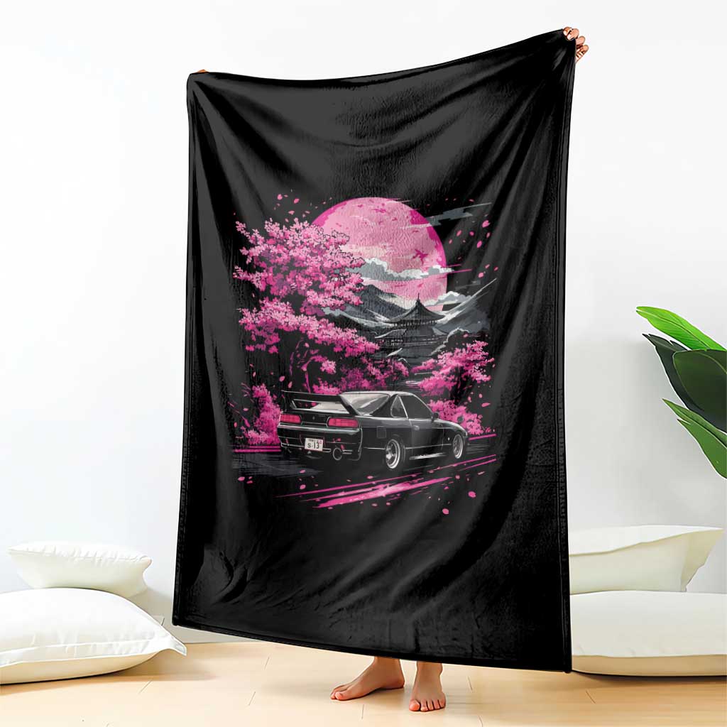 JDM Japanese Throw Blanket Tokyo Japan Drift Race Car Mount Fuji Cherry Blossom Sakura TS10 Print Your Wear