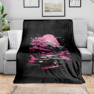 JDM Japanese Throw Blanket Tokyo Japan Drift Race Car Mount Fuji Cherry Blossom Sakura TS10 Print Your Wear