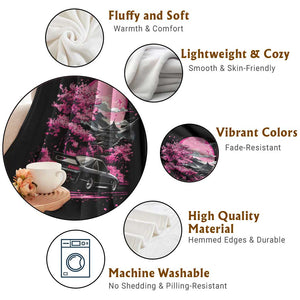 JDM Japanese Throw Blanket Tokyo Japan Drift Race Car Mount Fuji Cherry Blossom Sakura TS10 Print Your Wear