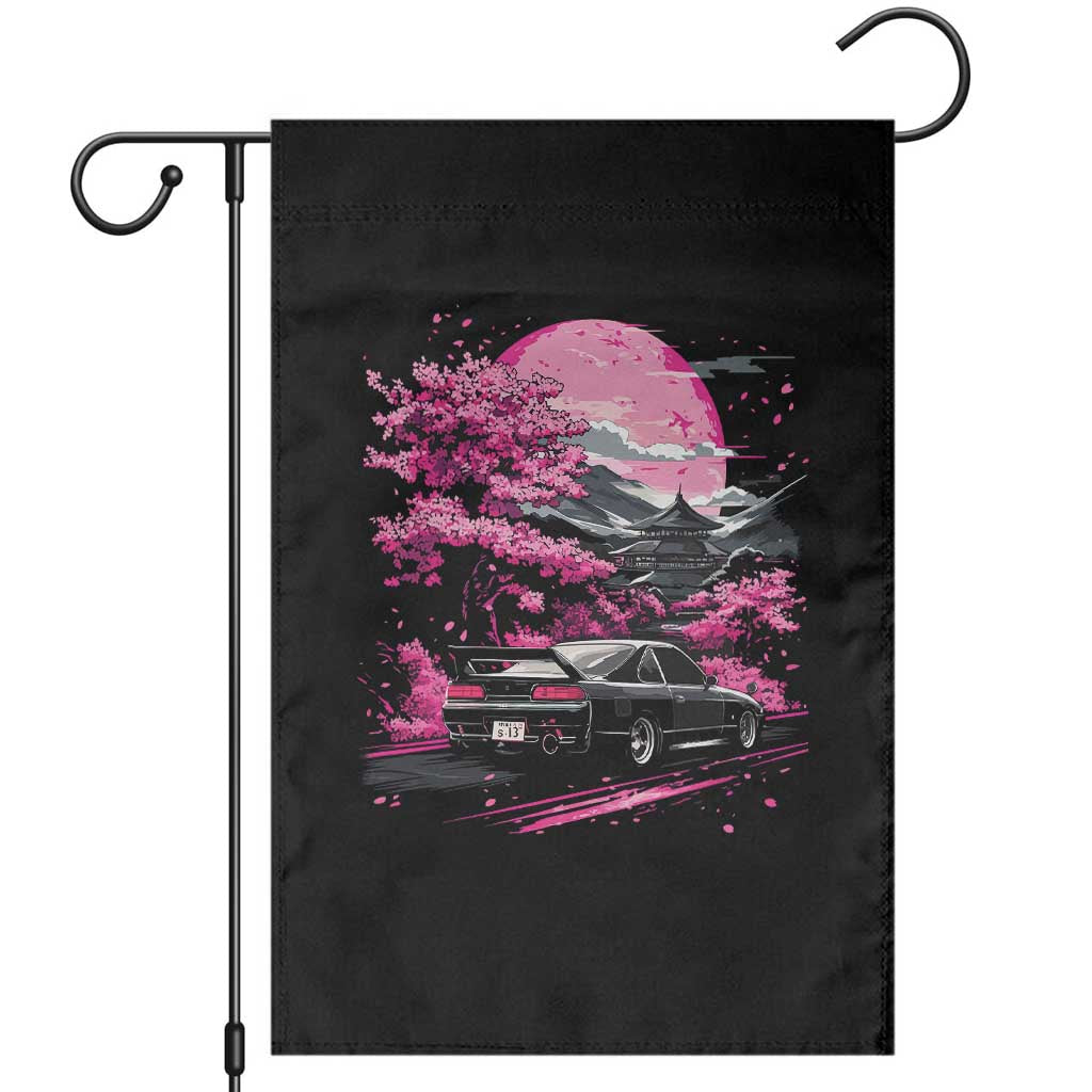 JDM Japanese Garden Flag Tokyo Japan Drift Race Car Mount Fuji Cherry Blossom Sakura TS10 Black Print Your Wear