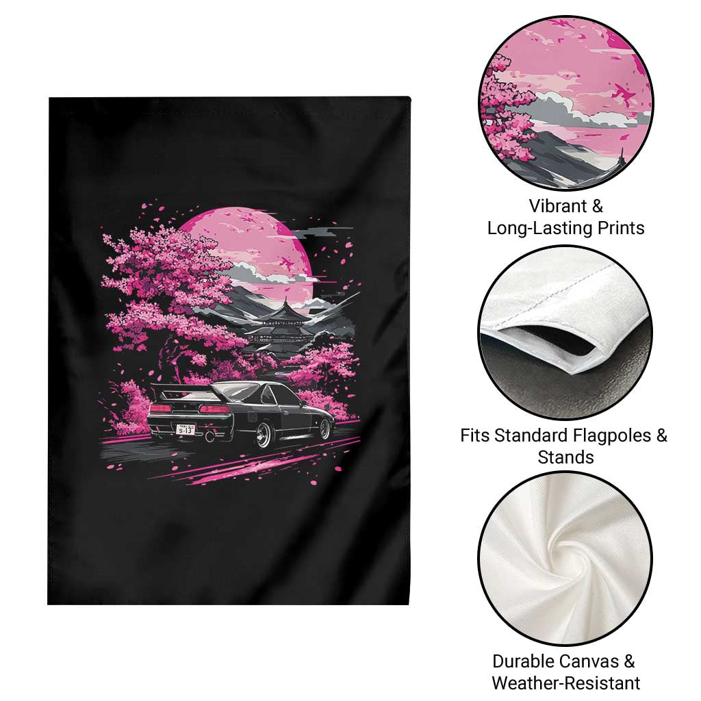 JDM Japanese Garden Flag Tokyo Japan Drift Race Car Mount Fuji Cherry Blossom Sakura TS10 Print Your Wear